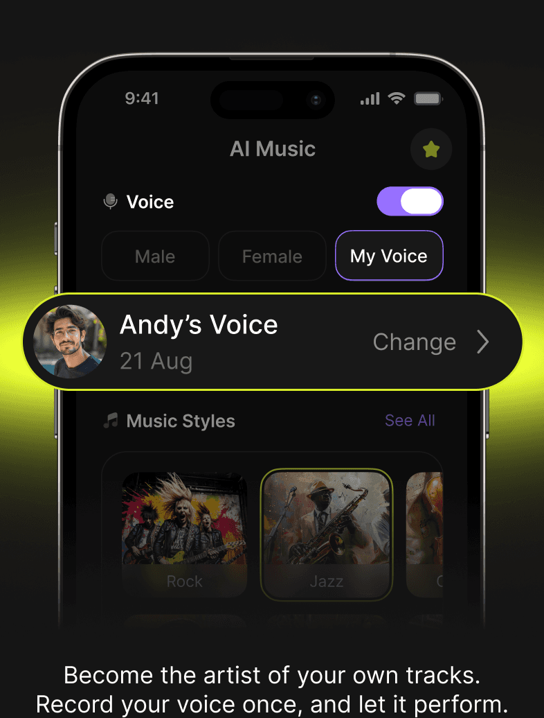 Become the artist of your own tracks. Record your voice once, and let it perform.